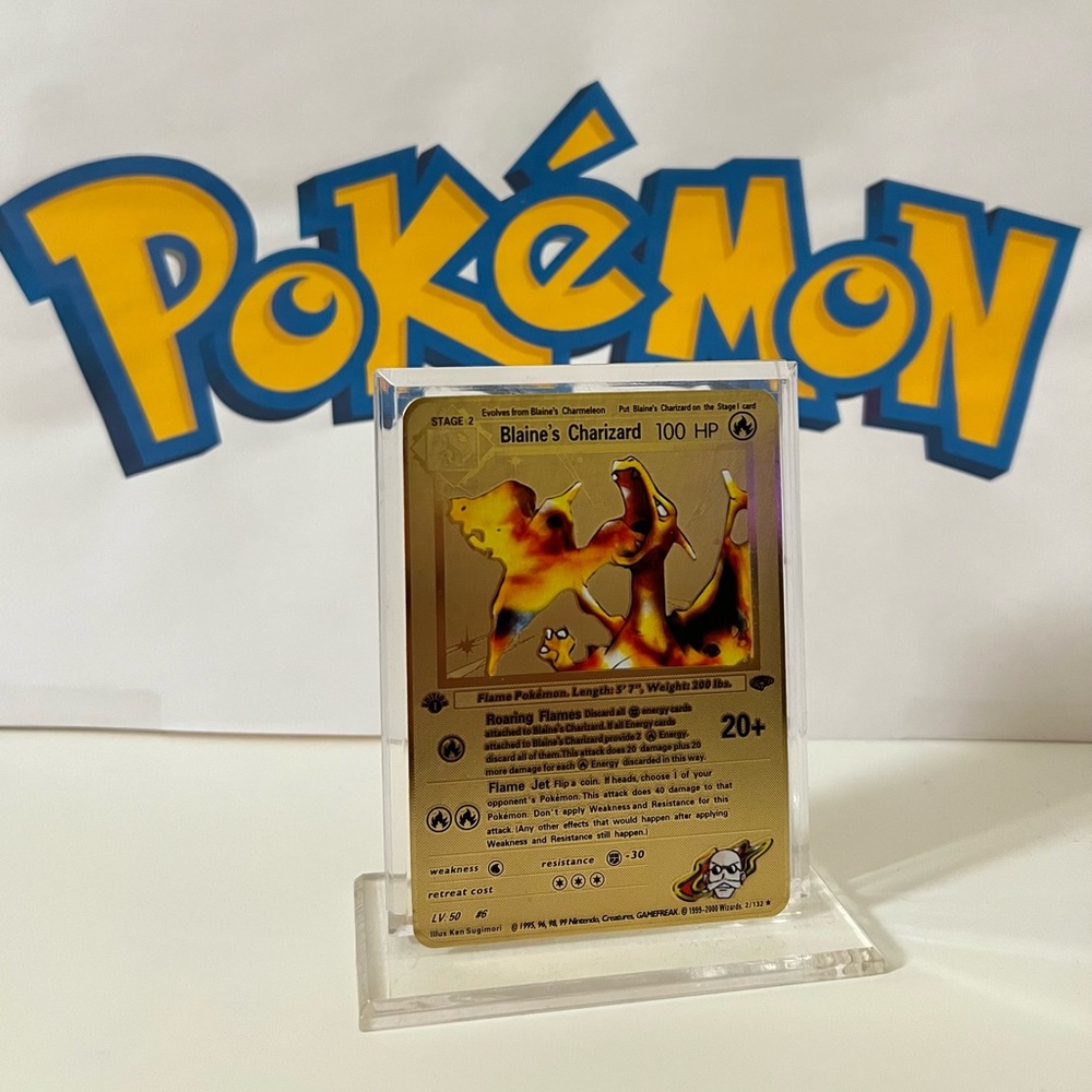 Pokemon Blaine’s Charizard - 2/132 - Gym Challenge Metal Gold Card